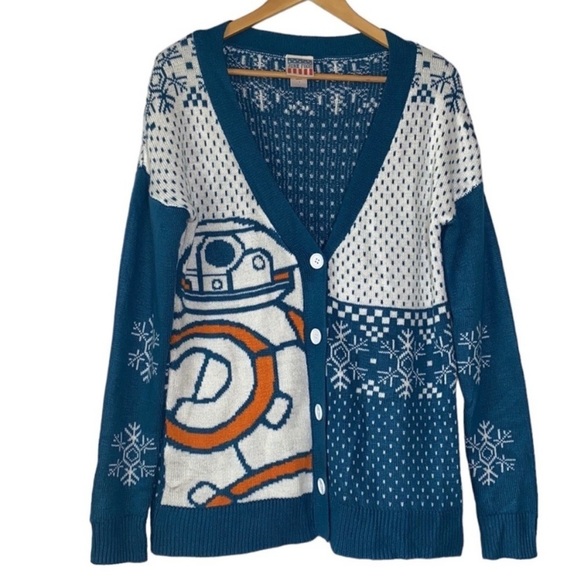 Junk Food Star Wars BB8 Droid Ugly Christmas Sweater Unisex Size Small Cardigan - Picture 1 of 15